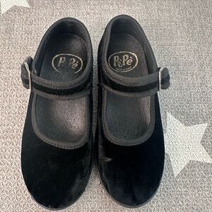 PÈPÈ 
Velvet Ballerina Slippers with Buckle | Black Euro size 25
